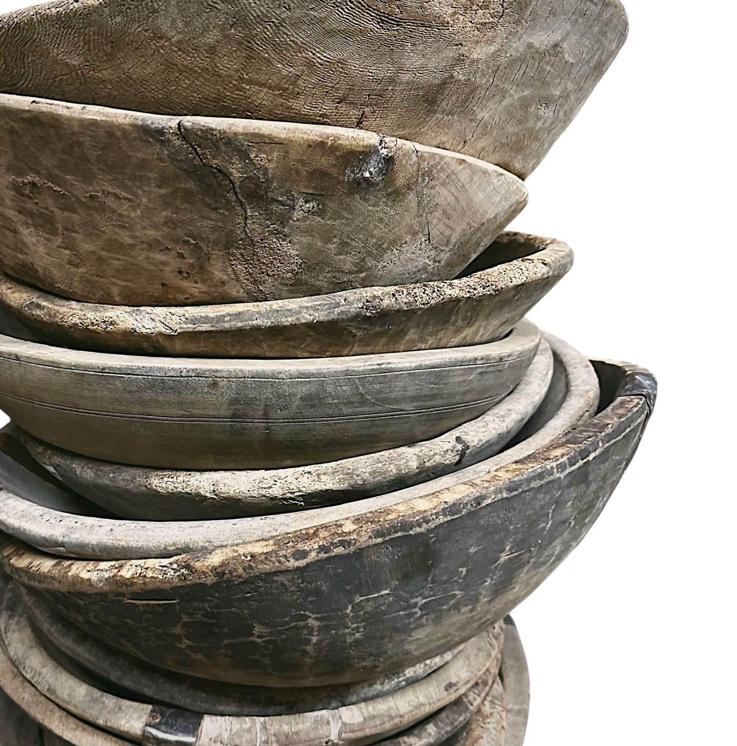 Vintage Wooden Bowl with Metal Accents