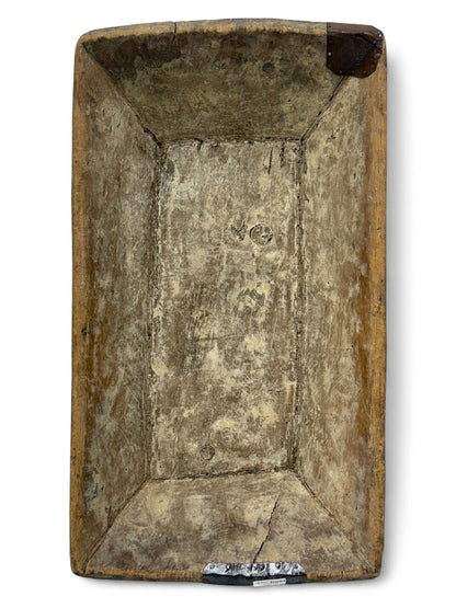 XL Vintage Wooden Bowl with Metal Repairs