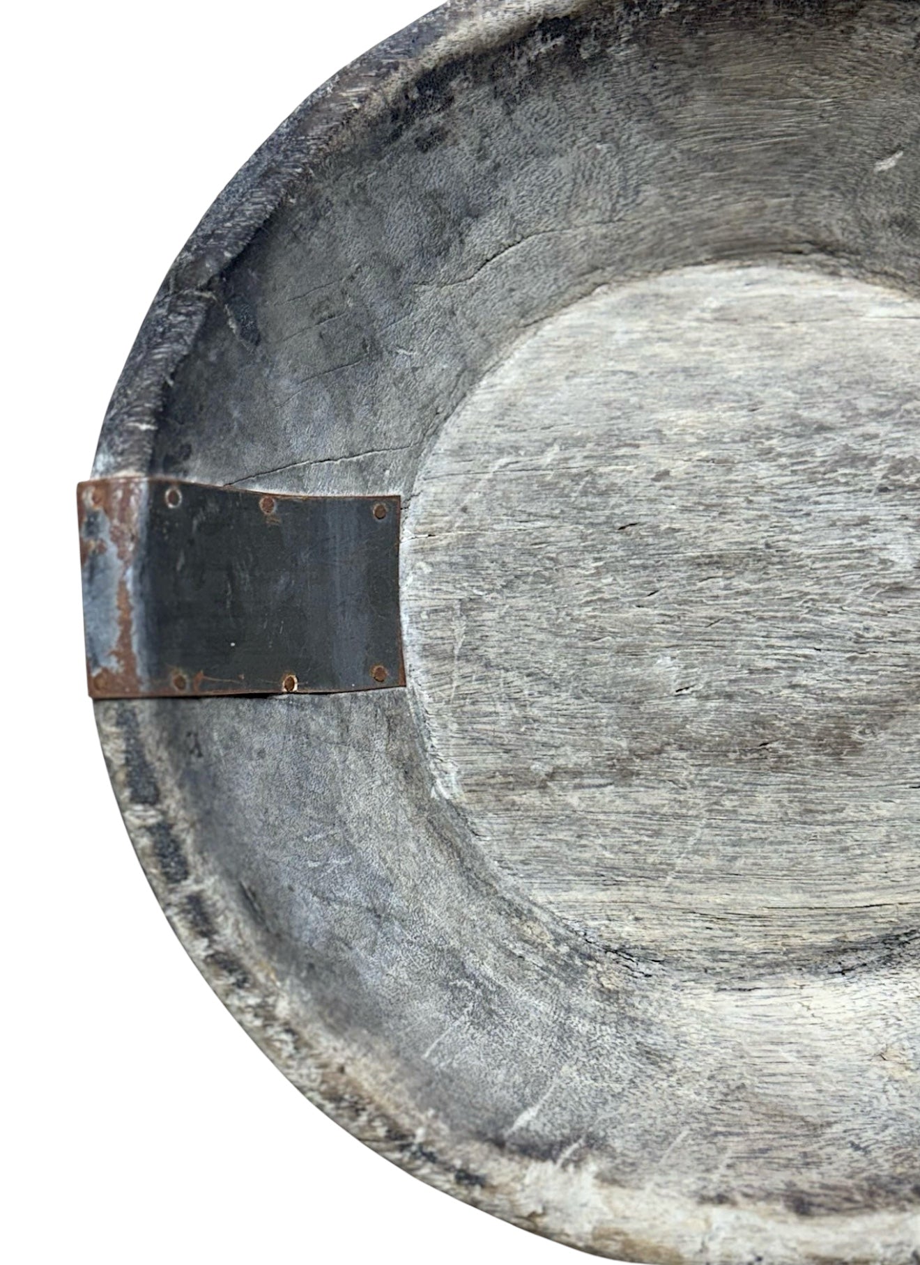 Vintage Wooden Bowl with Metal Accents