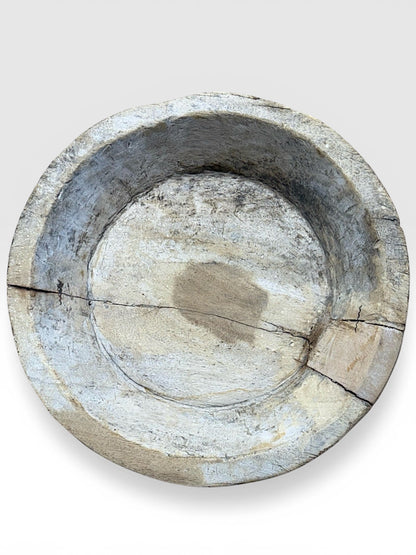 Vintage Wooden Bowl with Metal Accents